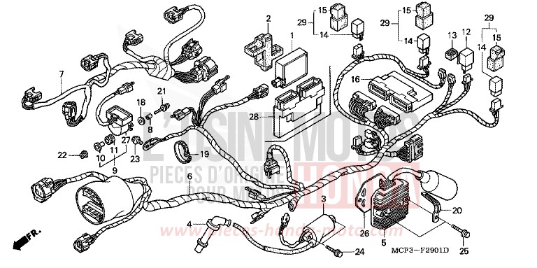 WIRE HARNESS (REAR) for VTR1000 SP-2 ROSS WHITE (NH196B) from 2003